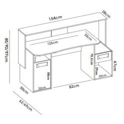 Scrivania lineare antracite 154x69cm con 1 cassetto - Albertino