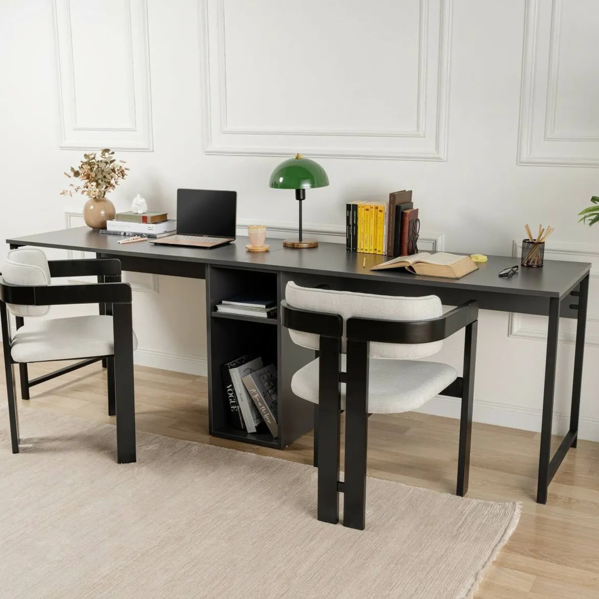 Scrivania lineare antracite 94x50cm con 1 cassetto - Vittone