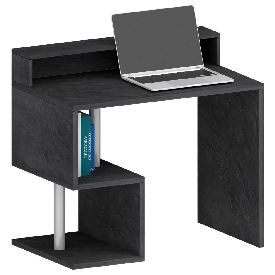 Scrivania lineare ardesia 100x50cm con porta pc - Eva