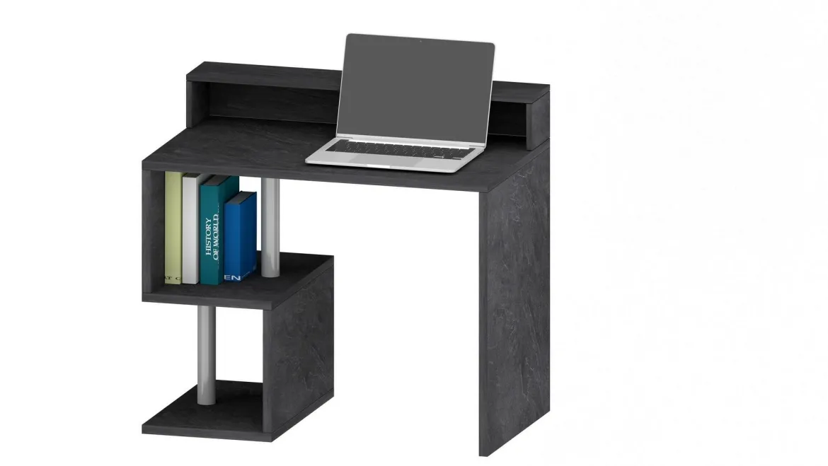 Scrivania lineare ardesia 100x50cm con porta pc - Eva