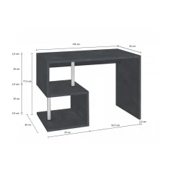 Scrivania lineare ardesia 100x50cm con supporto pc - Acan