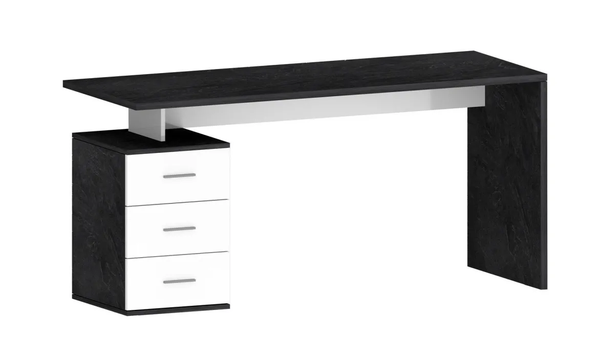 Scrivania lineare ardesia 160x90cm con 3 cassetti - Bardi