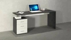 Scrivania lineare ardesia 160x90cm con 3 cassetti - Bardi