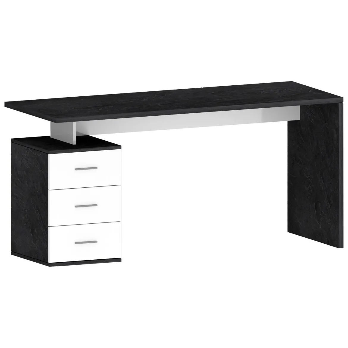 Scrivania lineare ardesia 160x90cm con 3 cassetti - Bardi