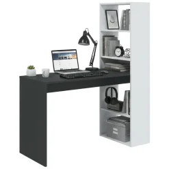 Scrivania lineare bianca e antracite 120x53cm con libreria - Ali