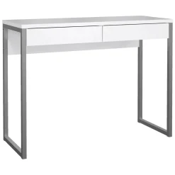 Scrivania lineare bianca e grigia 101x40cm con 2 cassetti - Anavi