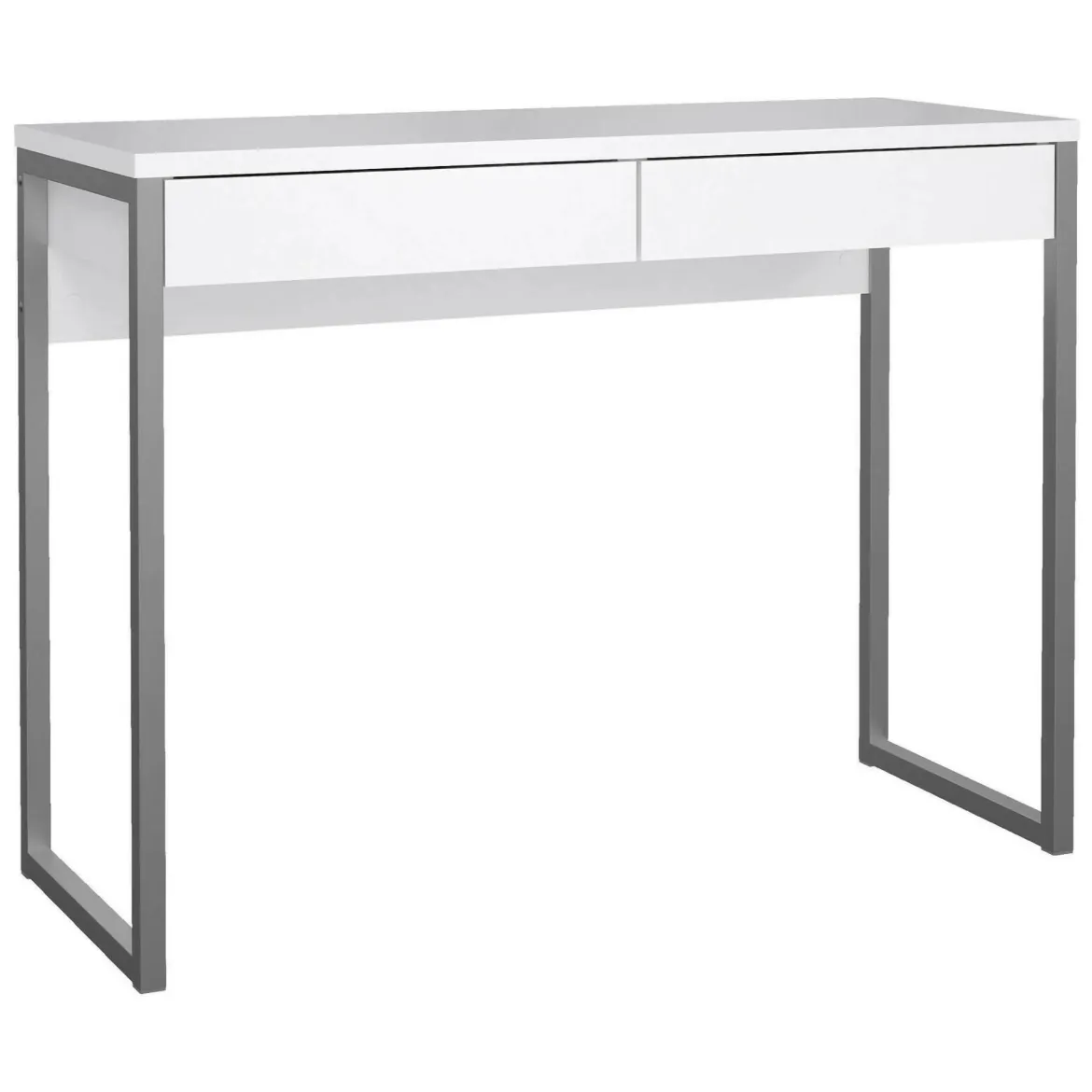 Scrivania lineare bianca e grigia 101x40cm con 2 cassetti - Anavi