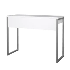 Scrivania lineare bianca e grigia 101x40cm con 2 cassetti - Anavi