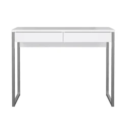 Scrivania lineare bianca e grigia 101x40cm con 2 cassetti - Anavi