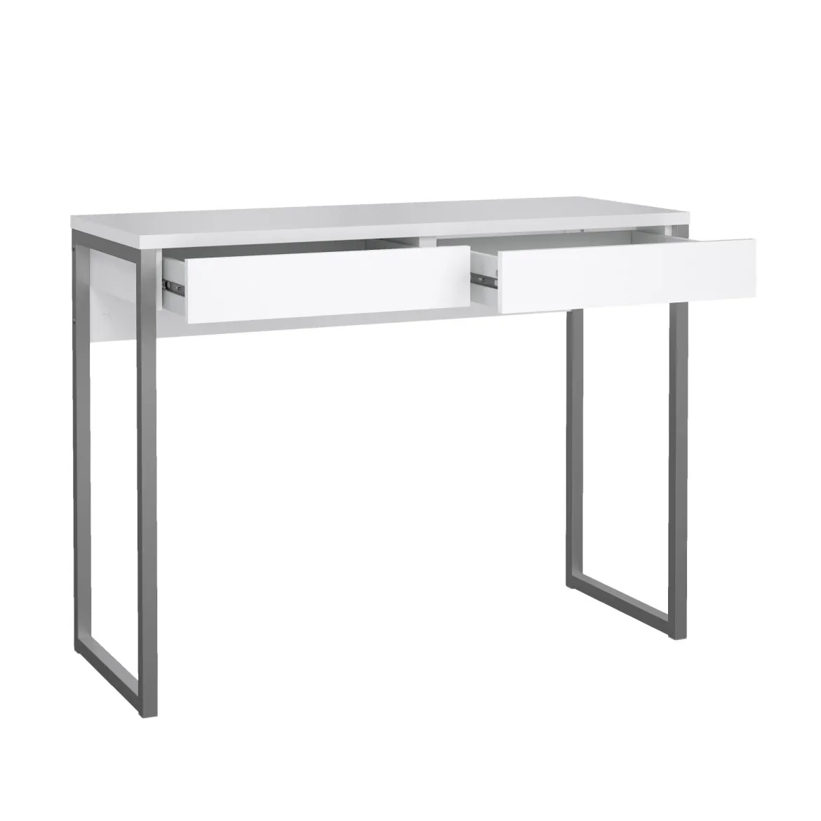 Scrivania lineare bianca e grigia 101x40cm con 2 cassetti - Anavi