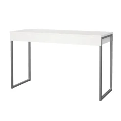 Scrivania lineare bianca e grigia 125x51cm con 3 cassetti - Amadeo