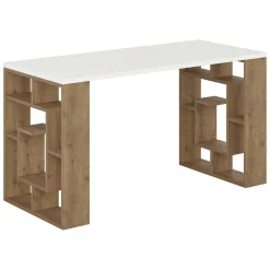 Scrivania lineare bianca e marrone 140x60cm - Archidamia