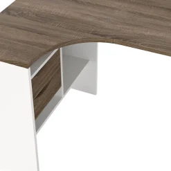 Scrivania lineare bianca e noce 145x81cm con 2 cassetti - Moire