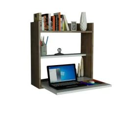 Scrivania lineare bianca e noce 90x45cm - Nanmadol