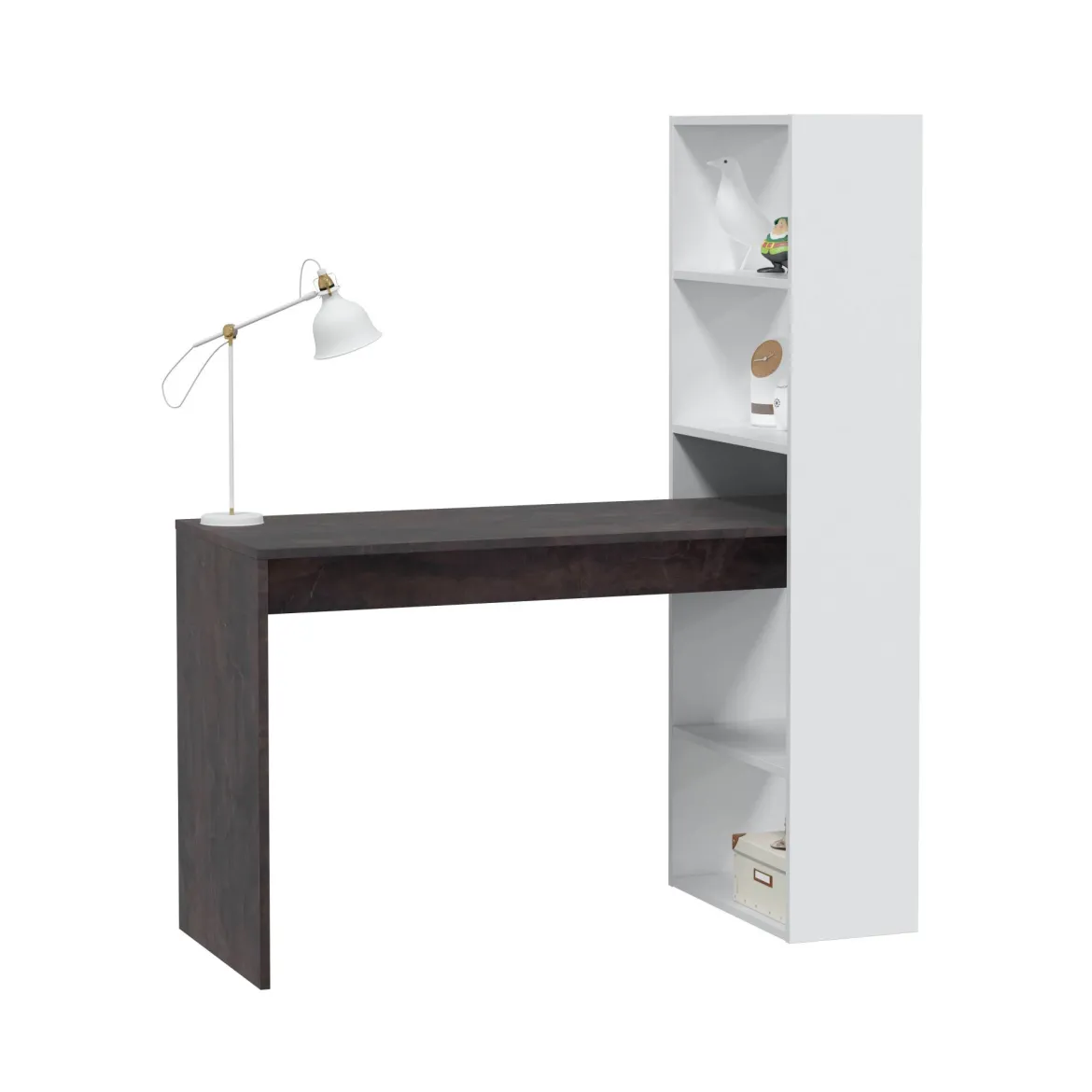 Scrivania lineare bianca e ossido 120x53cm con libreria - Ali