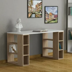 Scrivania lineare bianca e quercia 140x60cm - Sulpice