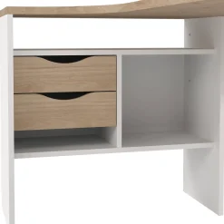 Scrivania lineare bianca e rovere 80x40cm con 1 cassetto - Adri