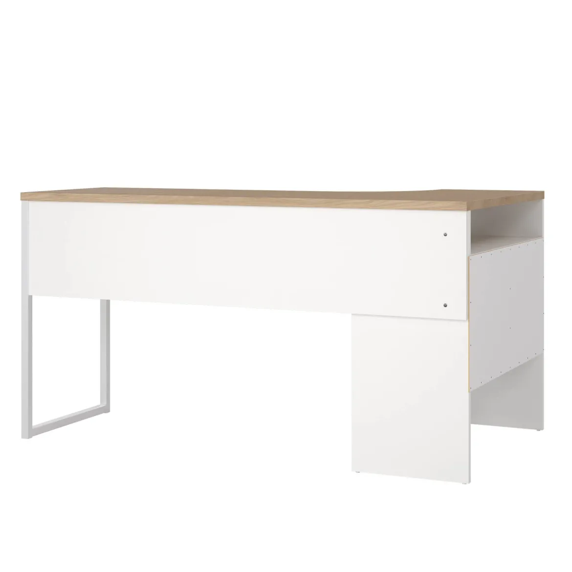 Scrivania lineare bianca e rovere 80x40cm con 1 cassetto - Adri