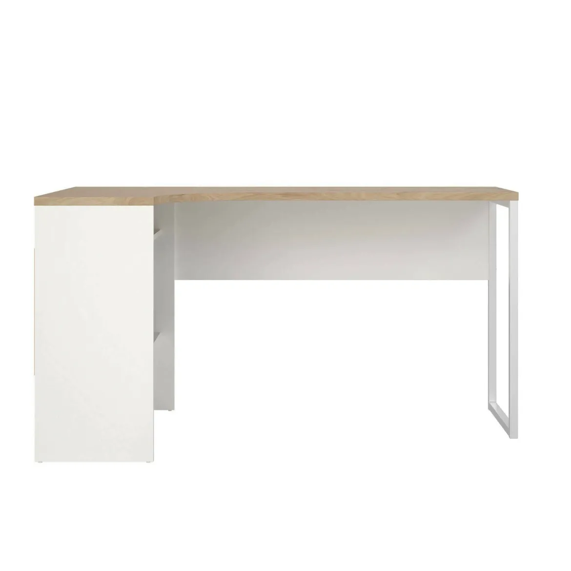Scrivania lineare bianca e rovere 80x40cm con 1 cassetto - Adri