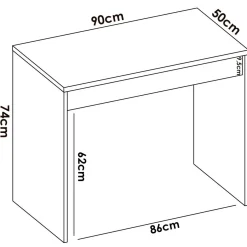 Scrivania lineare bianca e rovere 89x49cm con 1 cassetto - Affiniti
