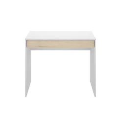 Scrivania lineare bianca e rovere 89x49cm con 1 cassetto - Affiniti