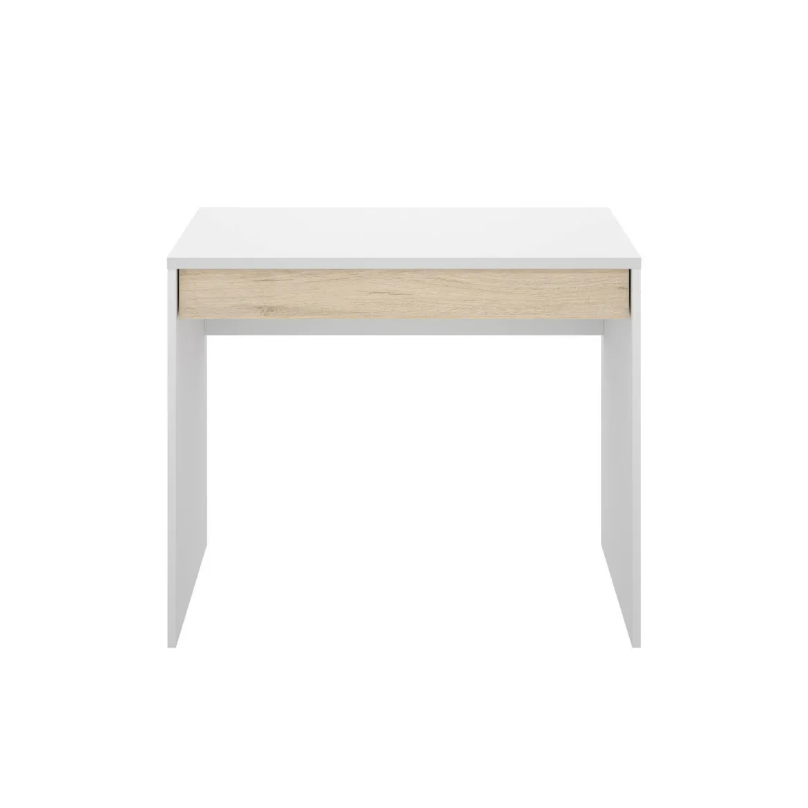 Scrivania lineare bianca e rovere 89x49cm con 1 cassetto - Affiniti