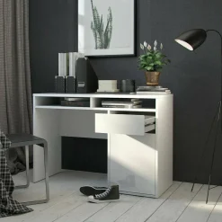 Scrivania lineare bianca lucida 110x50cm con supporto pc - Antioco