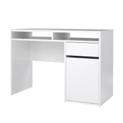 Scrivania lineare bianca lucida 110x48cm con 1 cassetto - Abbadu