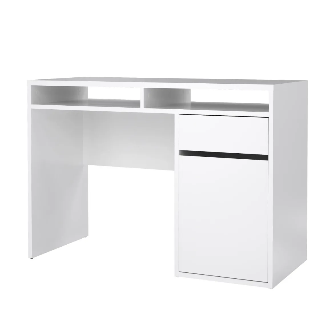Scrivania lineare bianca lucida 110x48cm con 1 cassetto - Abbadu