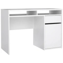Scrivania lineare bianca lucida 110x48cm con 1 cassetto - Abbadu