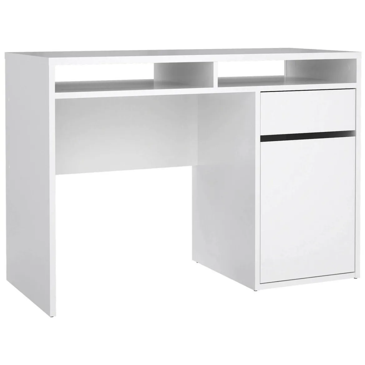 Scrivania lineare bianca lucida 110x48cm con 1 cassetto - Abbadu