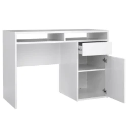 Scrivania lineare bianca lucida 110x50cm con supporto pc - Antioco