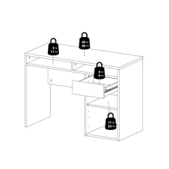 Scrivania lineare bianca lucida 110x50cm con supporto pc - Antioco