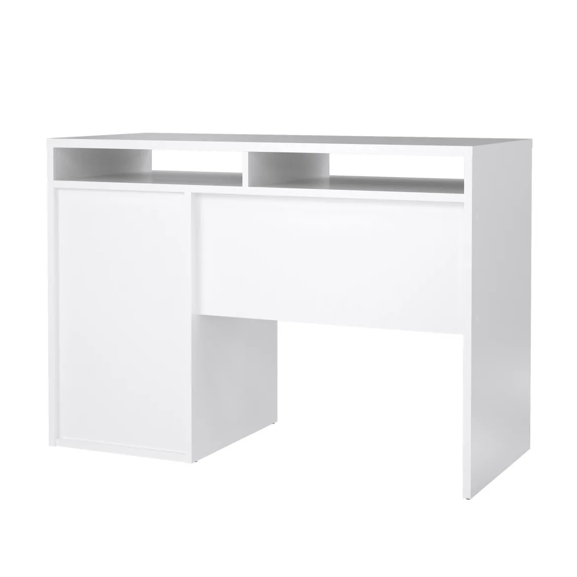 Scrivania lineare bianca lucida 110x48cm con 1 cassetto - Abbadu