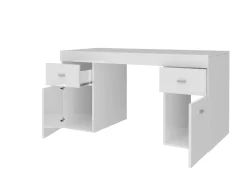 Scrivania lineare bianca lucida 139x60cm con 2 cassetti - Ardina