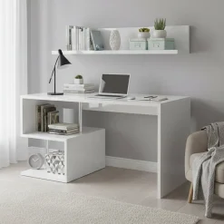 Scrivania lineare bianca lucida 140x60cm - Atemis