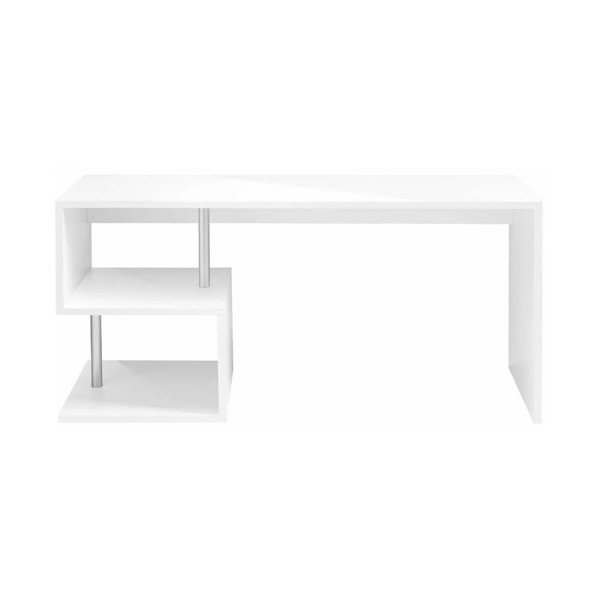 Scrivania lineare bianca lucida 149x48cm con 2 cassetti - Leepi