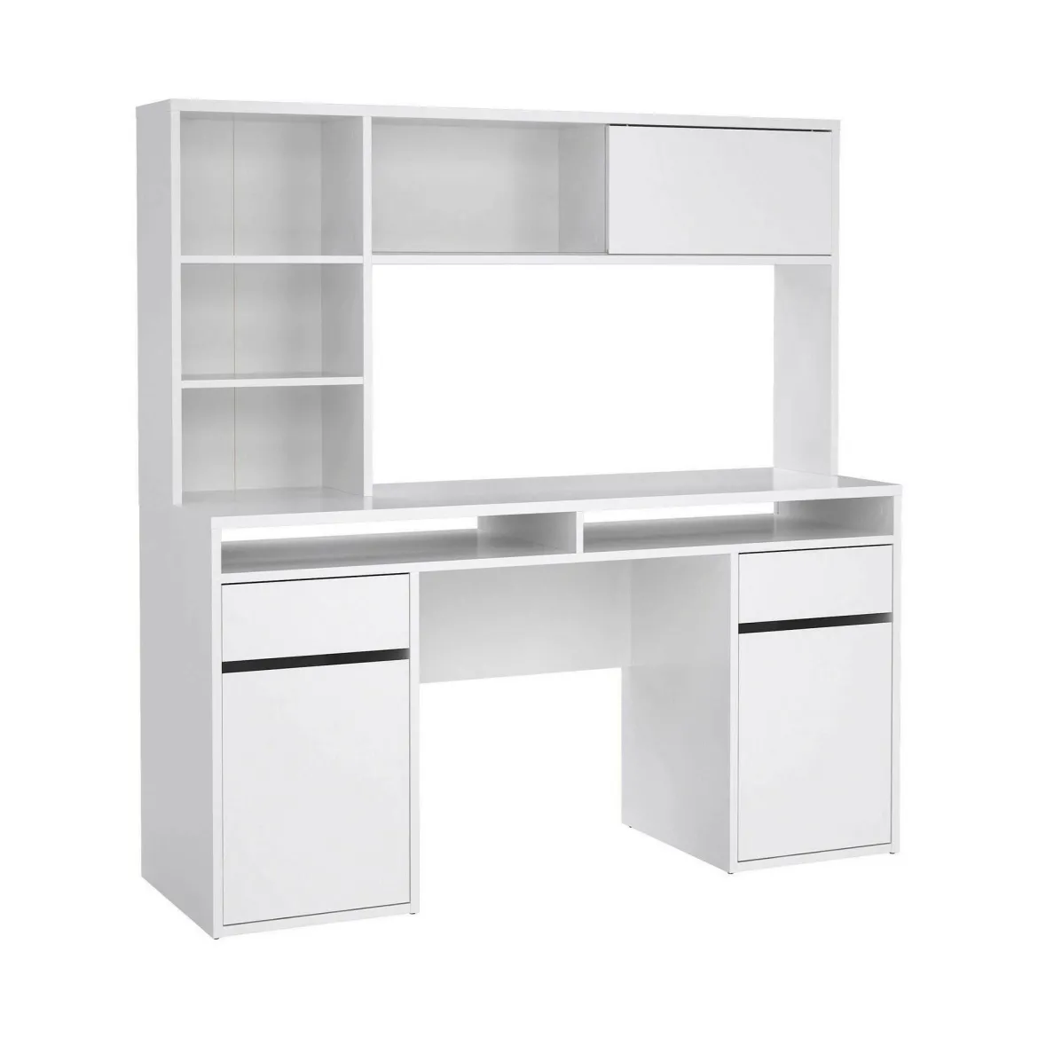 Scrivania lineare bianca lucida 149x48cm con libreria - Ambrenti