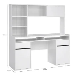 Scrivania lineare bianca lucida 160x60cm con supporto computer - Giunone