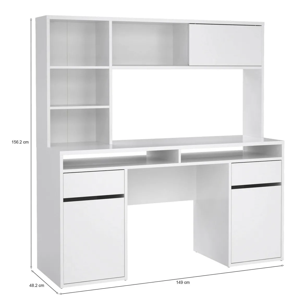 Scrivania lineare bianca lucida 160x60cm con supporto computer - Giunone