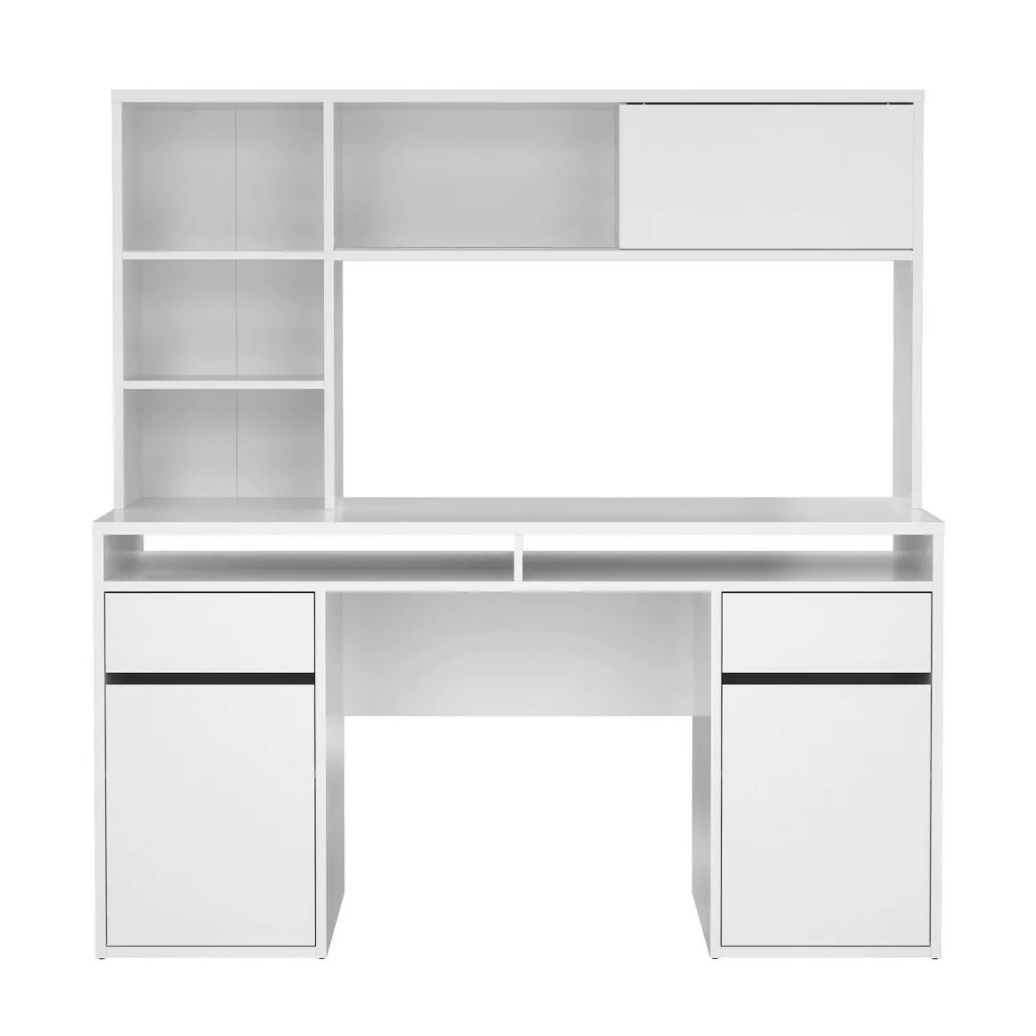 Scrivania lineare bianca lucida 160x60cm con supporto computer - Giunone