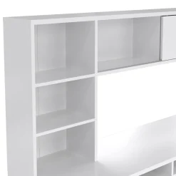 Scrivania lineare bianca lucida 149x48cm con libreria - Ambrenti