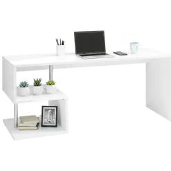Scrivania lineare bianca lucida 180x60cm con supporto pc - Poseidone