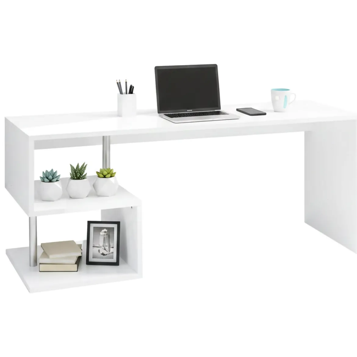 Scrivania lineare bianca lucida 205x90cm - Fuhao