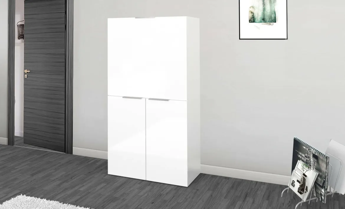 Scrivania lineare bianca lucida 70x35cm con libreria - Atroc