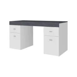 Scrivania lineare bianca lucida e ardesia 130x60cm con 1 cassetto - Aladdin