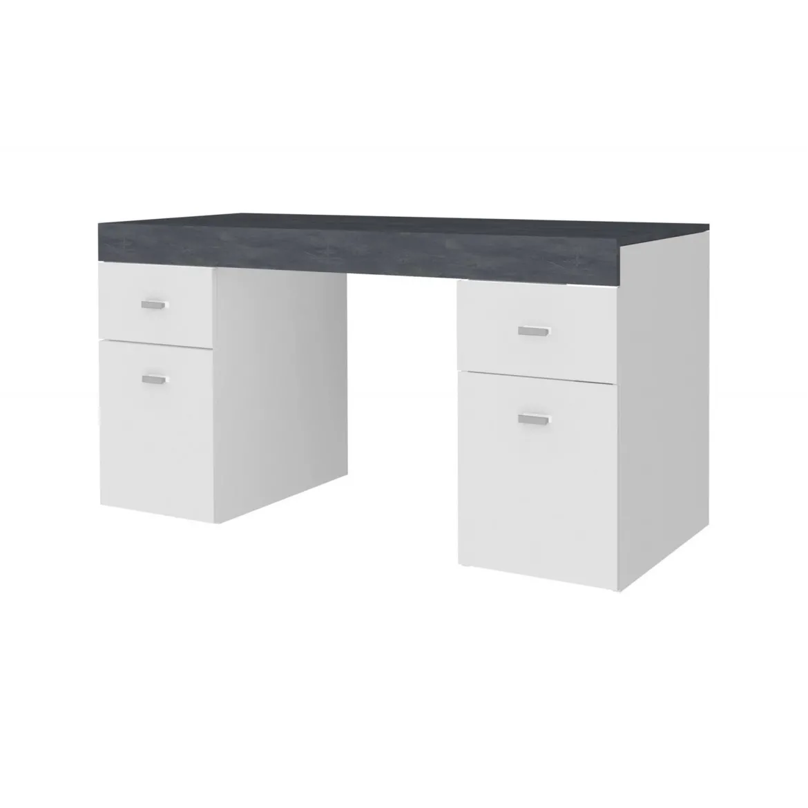 Scrivania lineare bianca lucida e ardesia 130x60cm con 1 cassetto - Aladdin