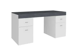 Scrivania lineare bianca lucida e ardesia 130x60cm con 1 cassetto - Aladdin