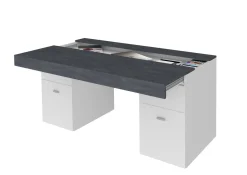Scrivania lineare bianca lucida e ardesia 130x60cm con 1 cassetto - Aladdin