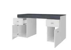 Scrivania lineare bianca lucida e ardesia 130x60cm con 1 cassetto - Aladdin